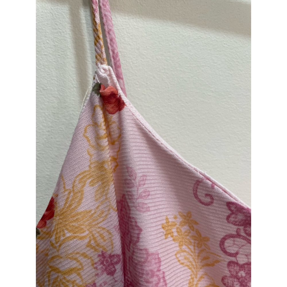 Vintage Y2K Pelican Cove Babydoll Dress L Pink Floral Spaghetti Strap Asymmetric - Picture 3 of 9